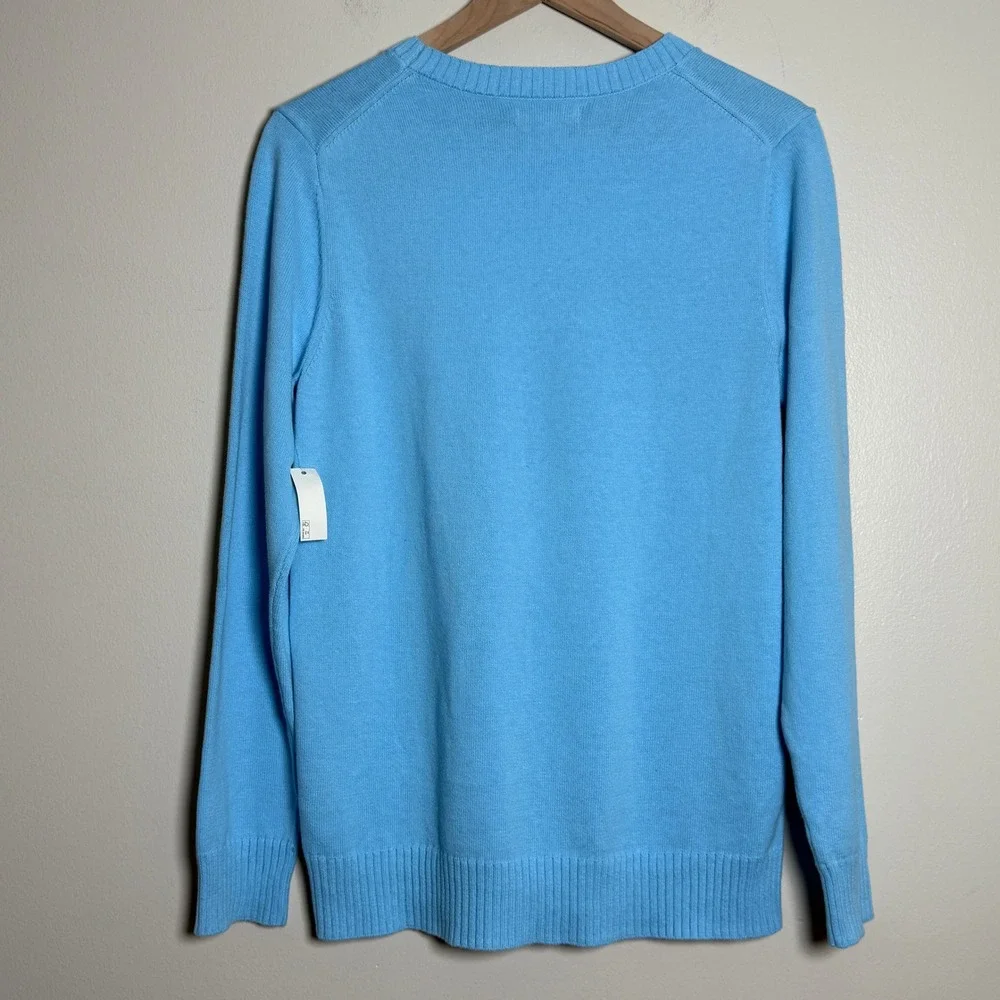 Amazon Essentials‎ NEW Womens Crewneck Sweater Large Sky Blue 100% Cotton Office